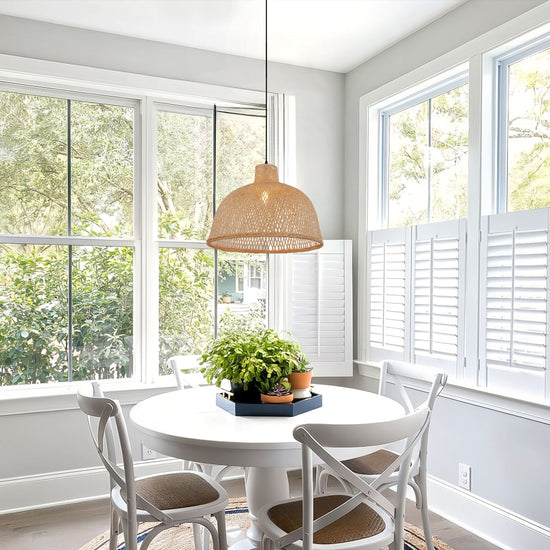 Living Nest UK Natural Bamboo Woven Dome Pendant Light for Cozy Spaces Living Nest UK