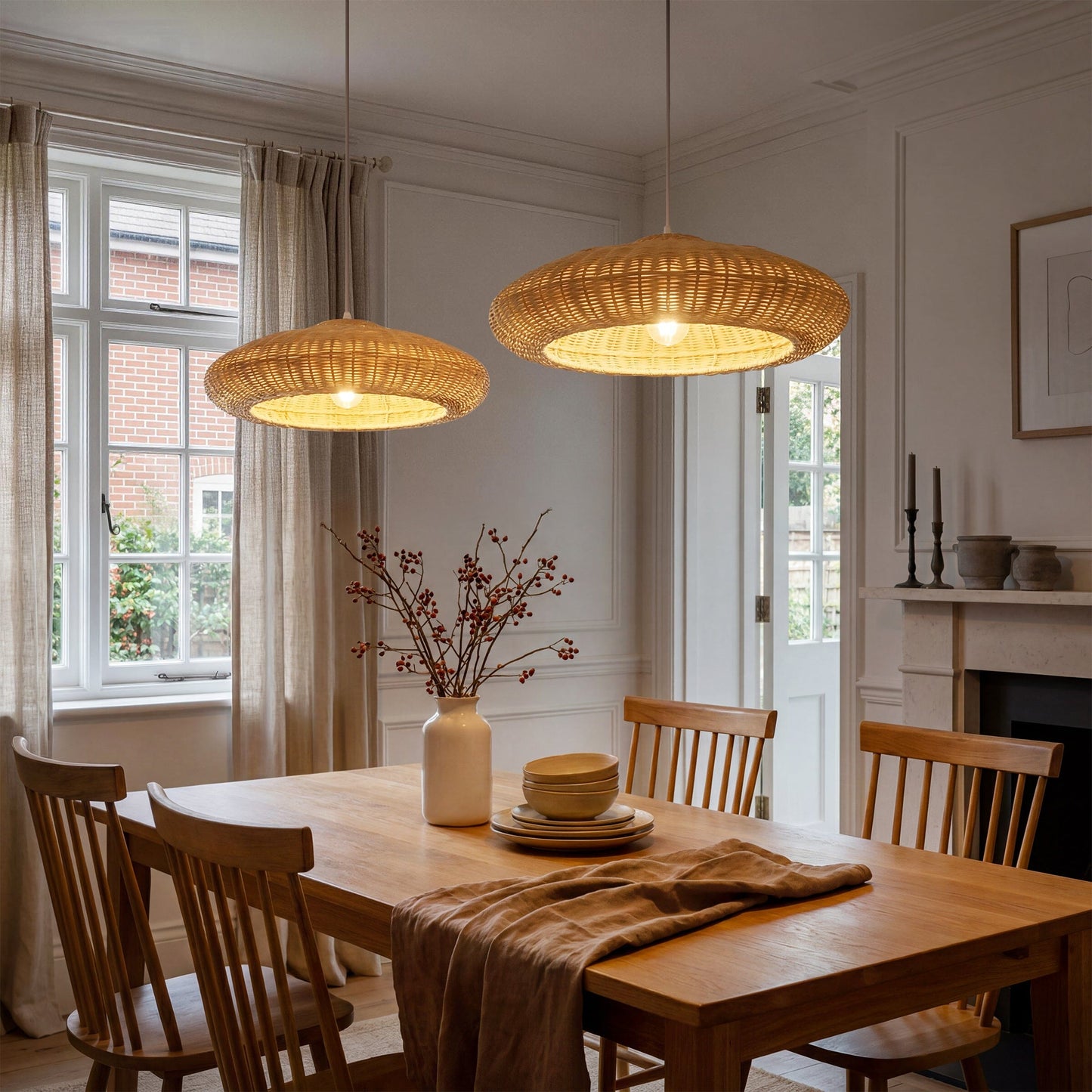 Lightsin Japanese Shell-Inspired Rattan Pendant Light Natural Serenity Lightsin UK 2 Units 