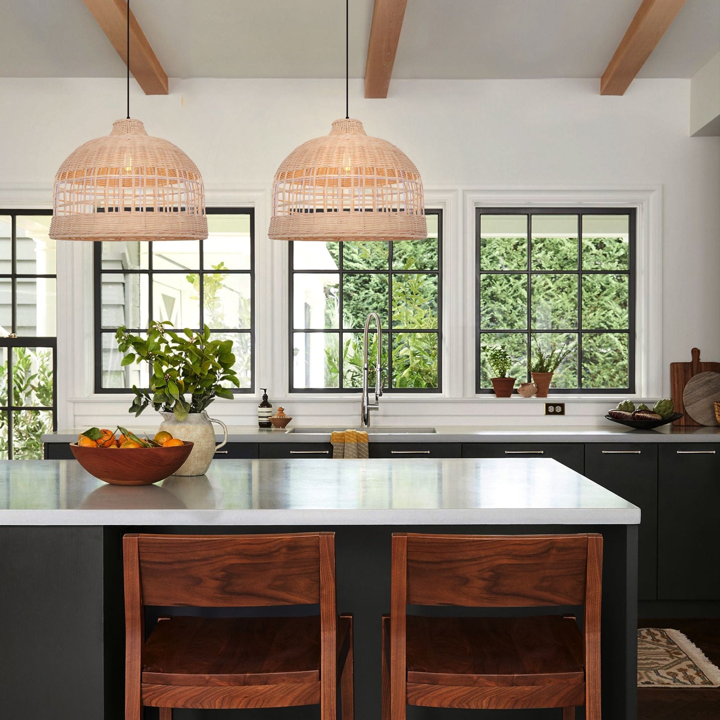 Living Nest UK Elegant Openwork Rattan Pendant Light with Lattice-Cut Design Living Nest UK In Stock