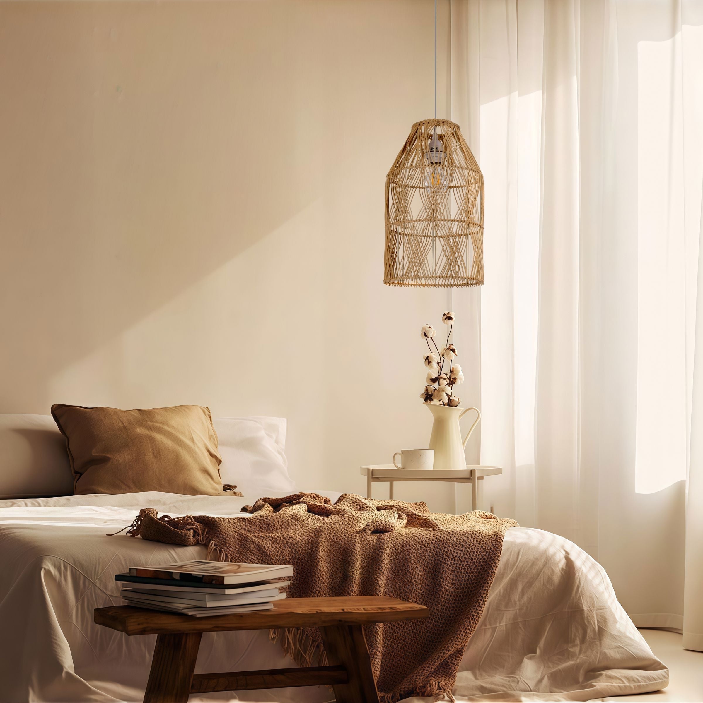 Lightsin Handwoven Rattan Pendant Light with Criss-Cross Pattern Lightsin UK 