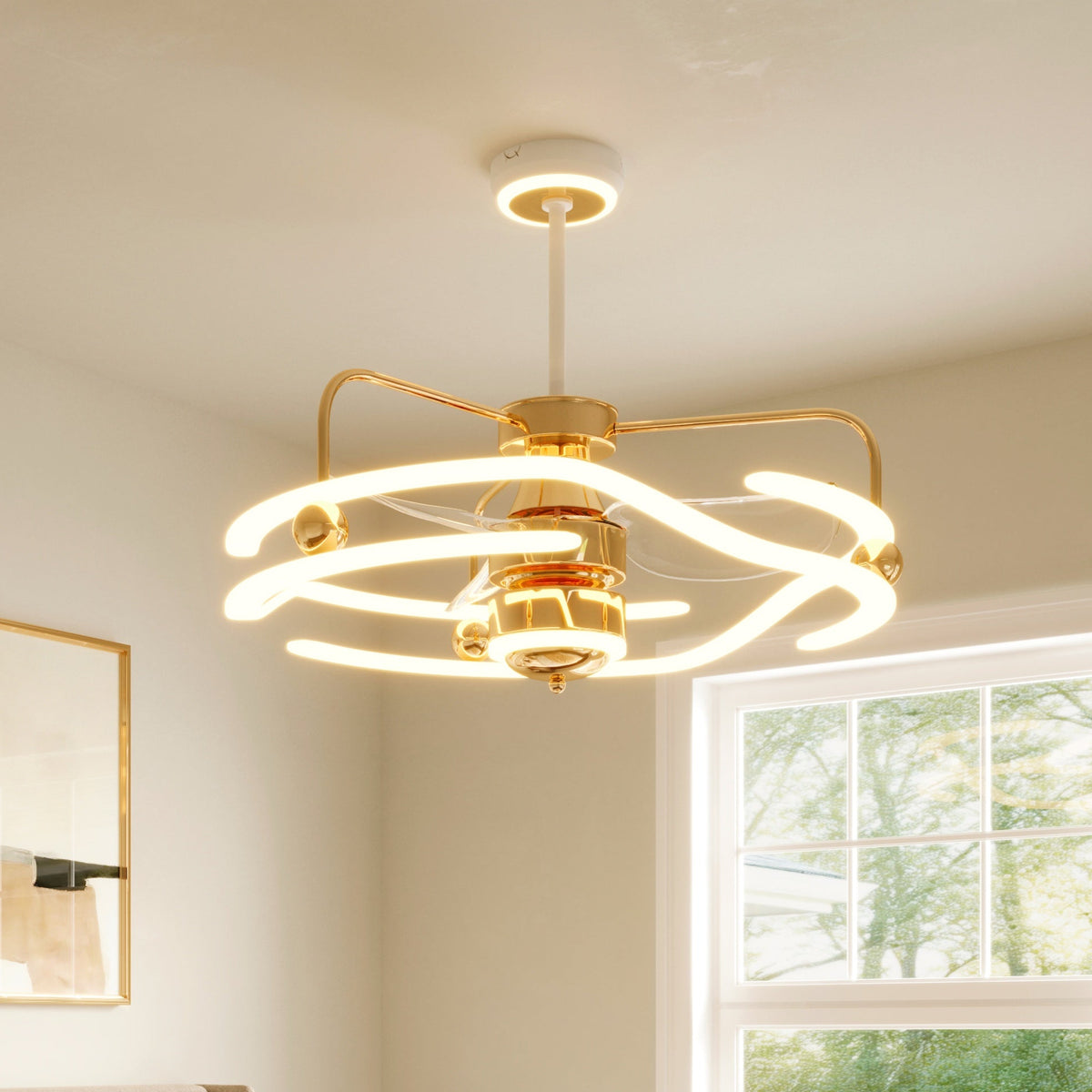 Modern Ceiling Fan Light with Remote Control Low-Noise Adjustable Fan Light