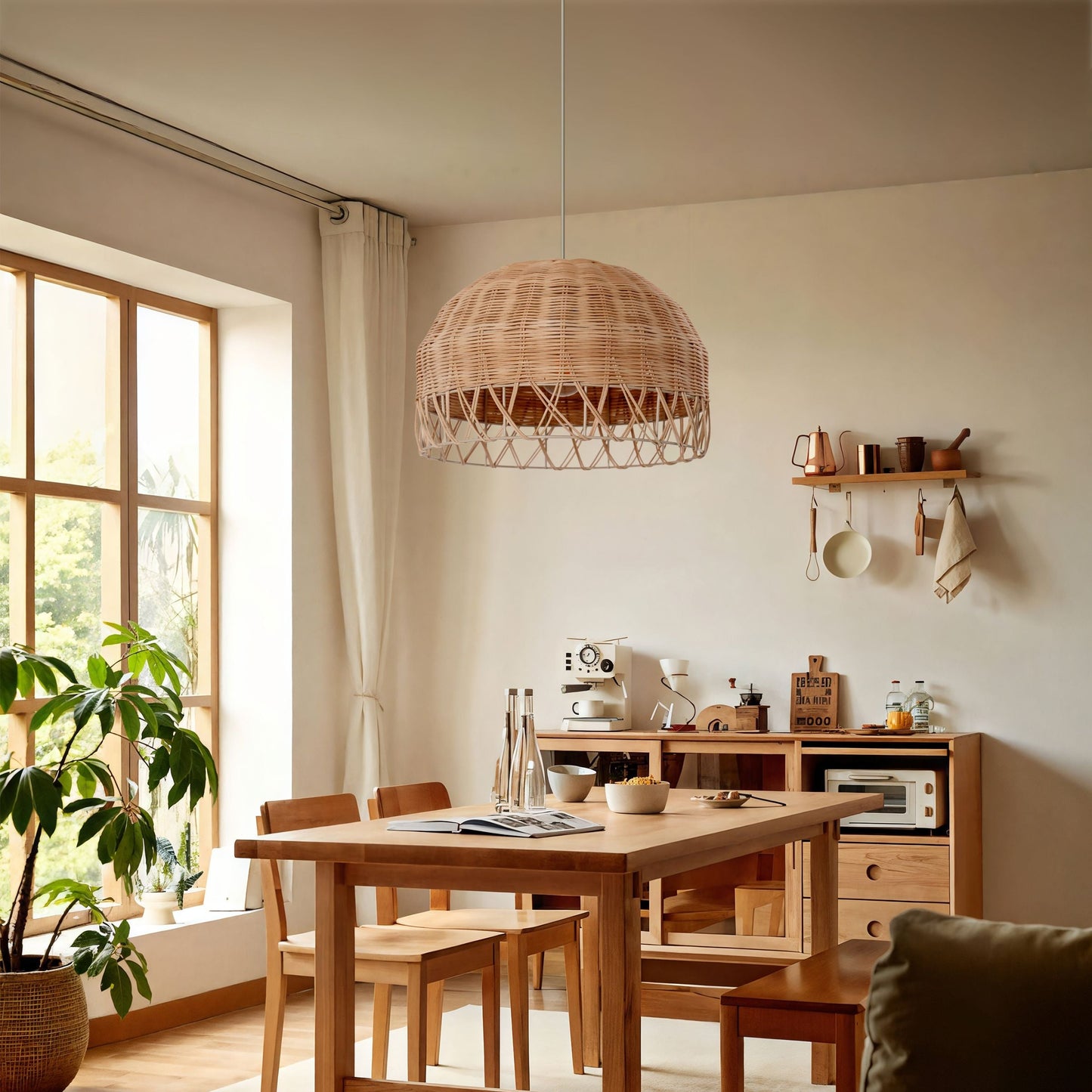 Lightsin Boho Half Sphere Rattan Pendant Light Lightsin UK 