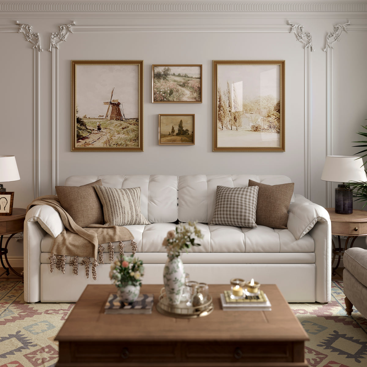 Cloud Elephant Ears Folding Corner Sofa Bed with Storage