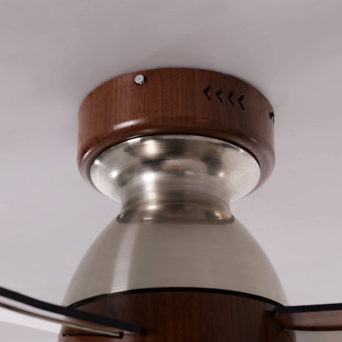 36 inch reversible ceiling fan with LED light highlighting the blade and light ring