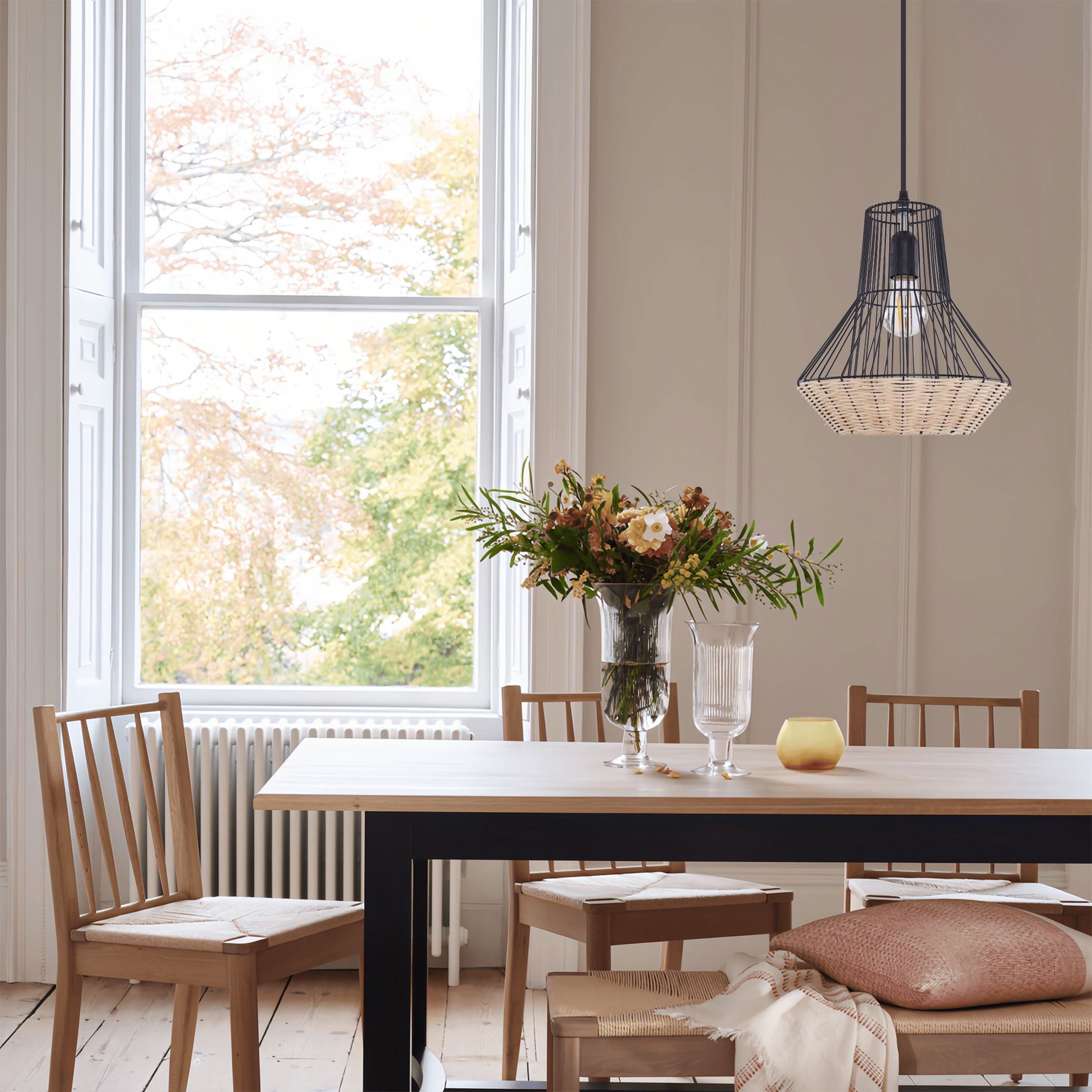Lightsin Geometric Rattan Pendant Light for Timeless Elegance and Warmth Lightsin UK 