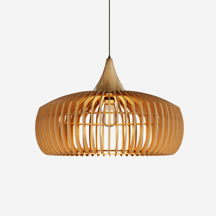Shadome-Handmade Wood Pendant Light Fixture – Warm Natural Style Lighting