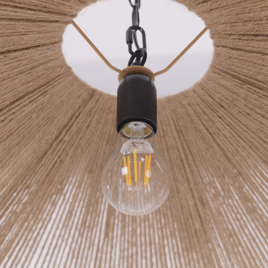 Boho Woven Pendant Light with Tassels, Handcrafted Hemp Rope Hanging Ceiling Light for Dining Room & Living Room