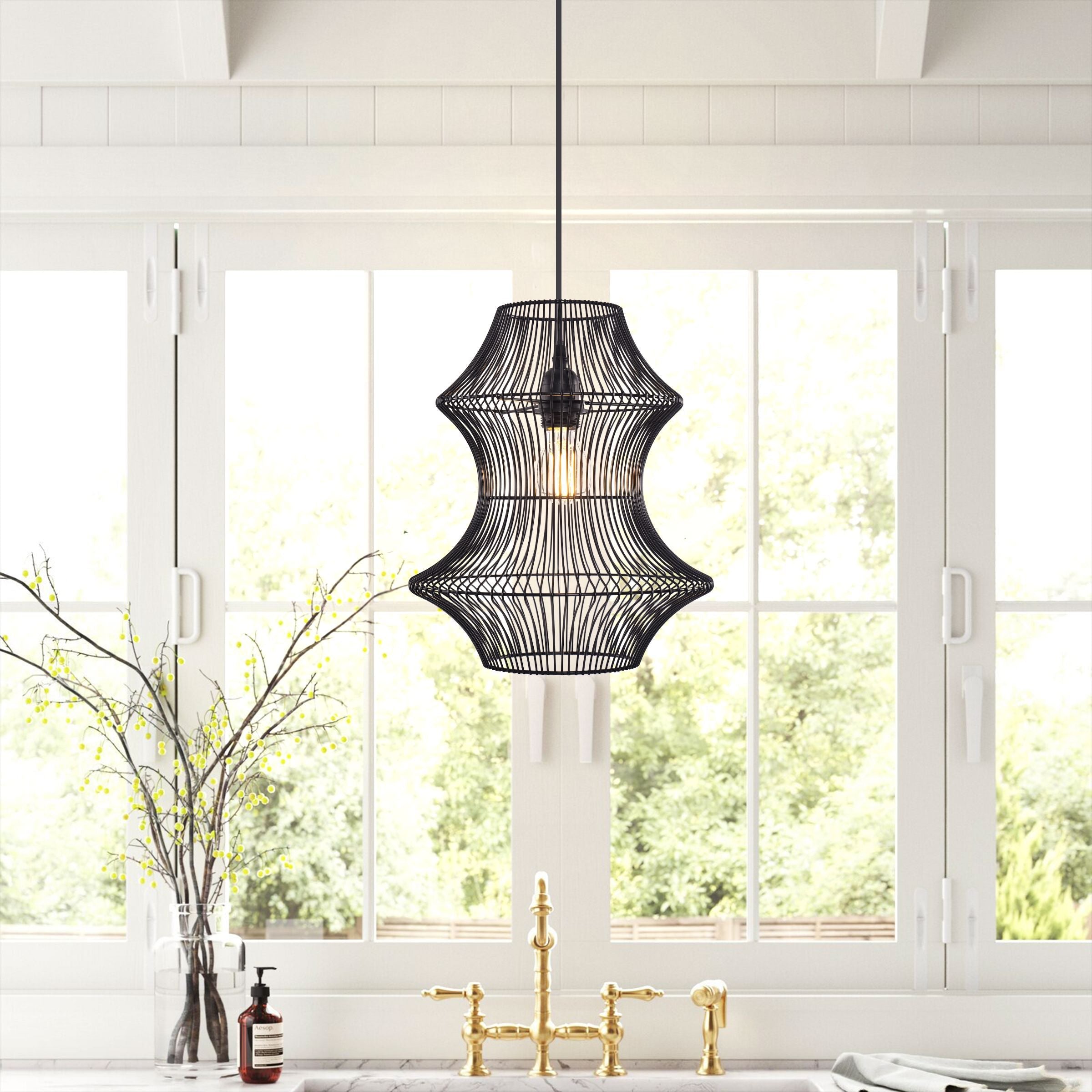 Lightsin Industrial Black Iron Pendant Light with Hourglass Shape Lightsin UK 