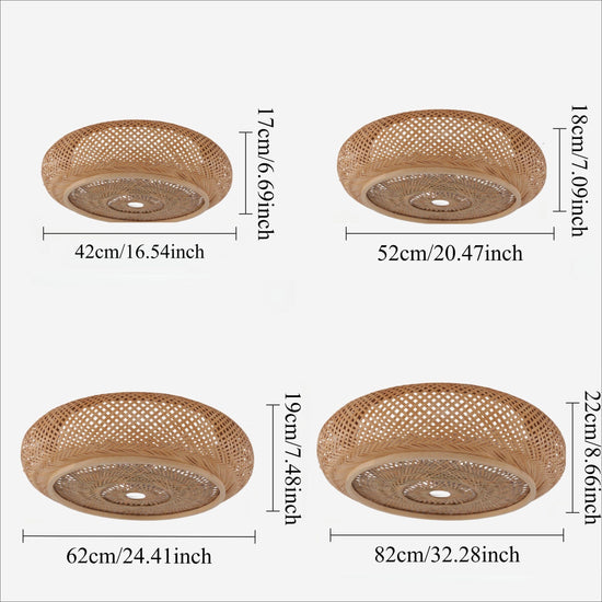 four-size bamboo rattan ceiling light chart
