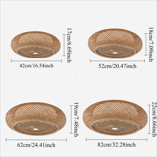 four-size bamboo rattan ceiling light chart