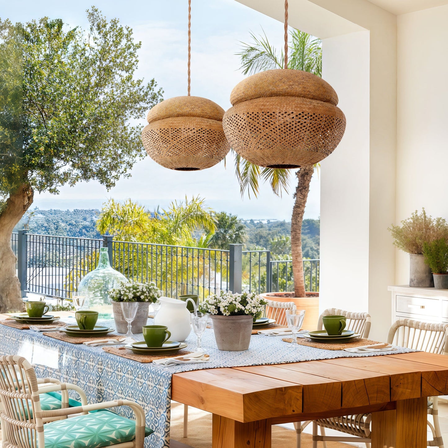 Living Nest UK Handwoven Natural Bulrush Pendant Ceiling Light with Pot Lid-Inspired Design Living Nest UK 50cm Dia In Stock