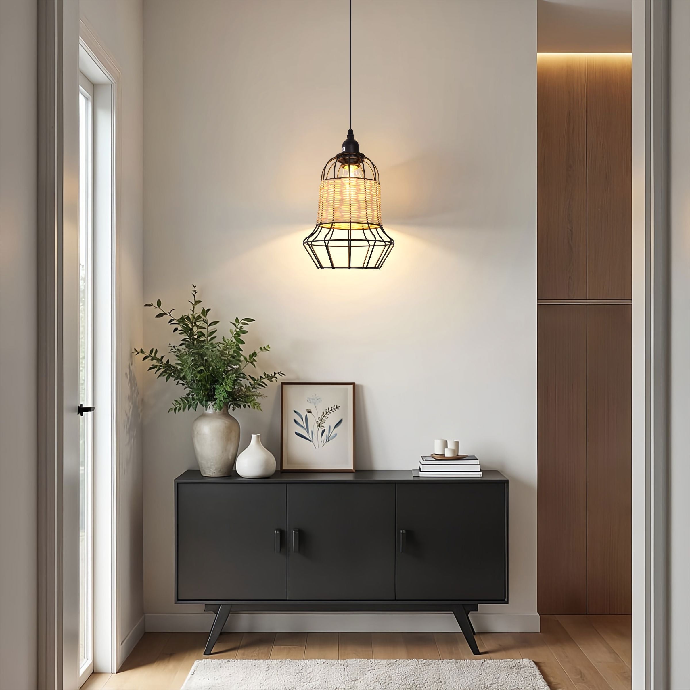 Living Nest UK Basket-Inspired Bar Pendant Light Natural Rattan Pendant Lighting Living Nest UK