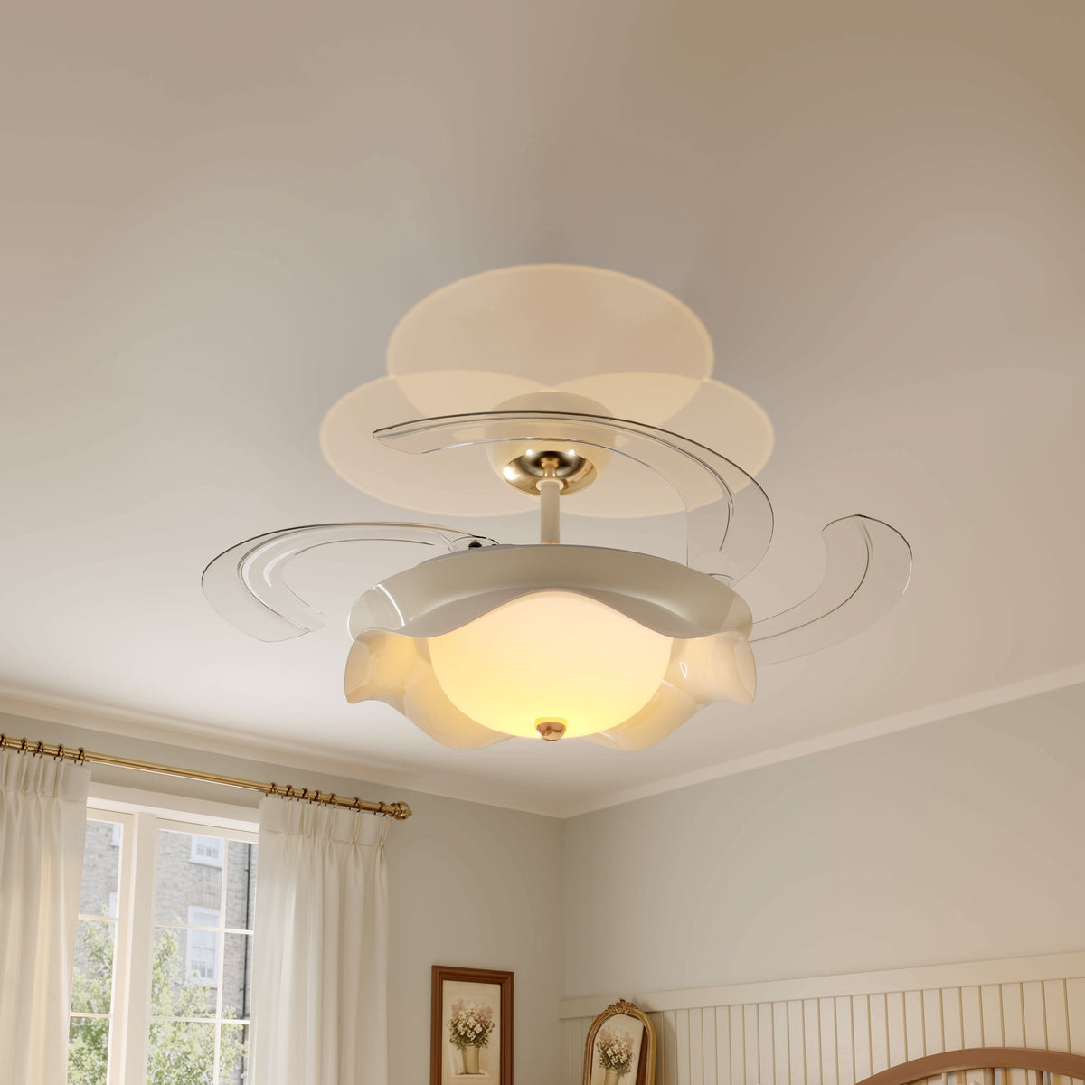42 inch reversible ceiling fan with LED light highlighting the blade and light ring