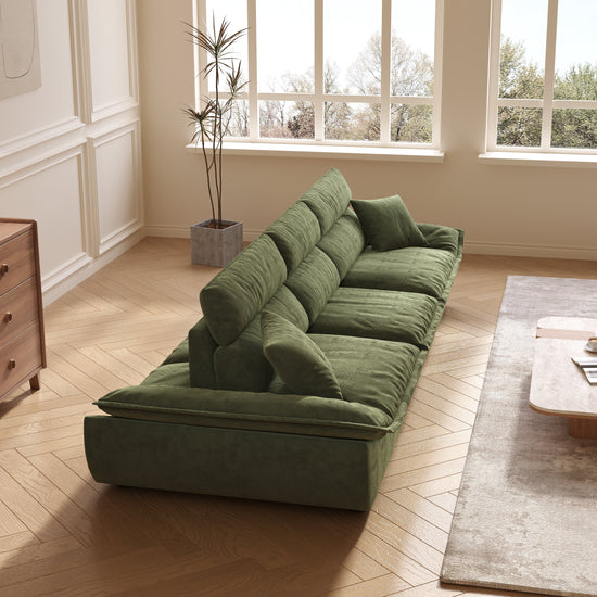 Adjustable Backrest Sailboat Corduroy Sofa Green