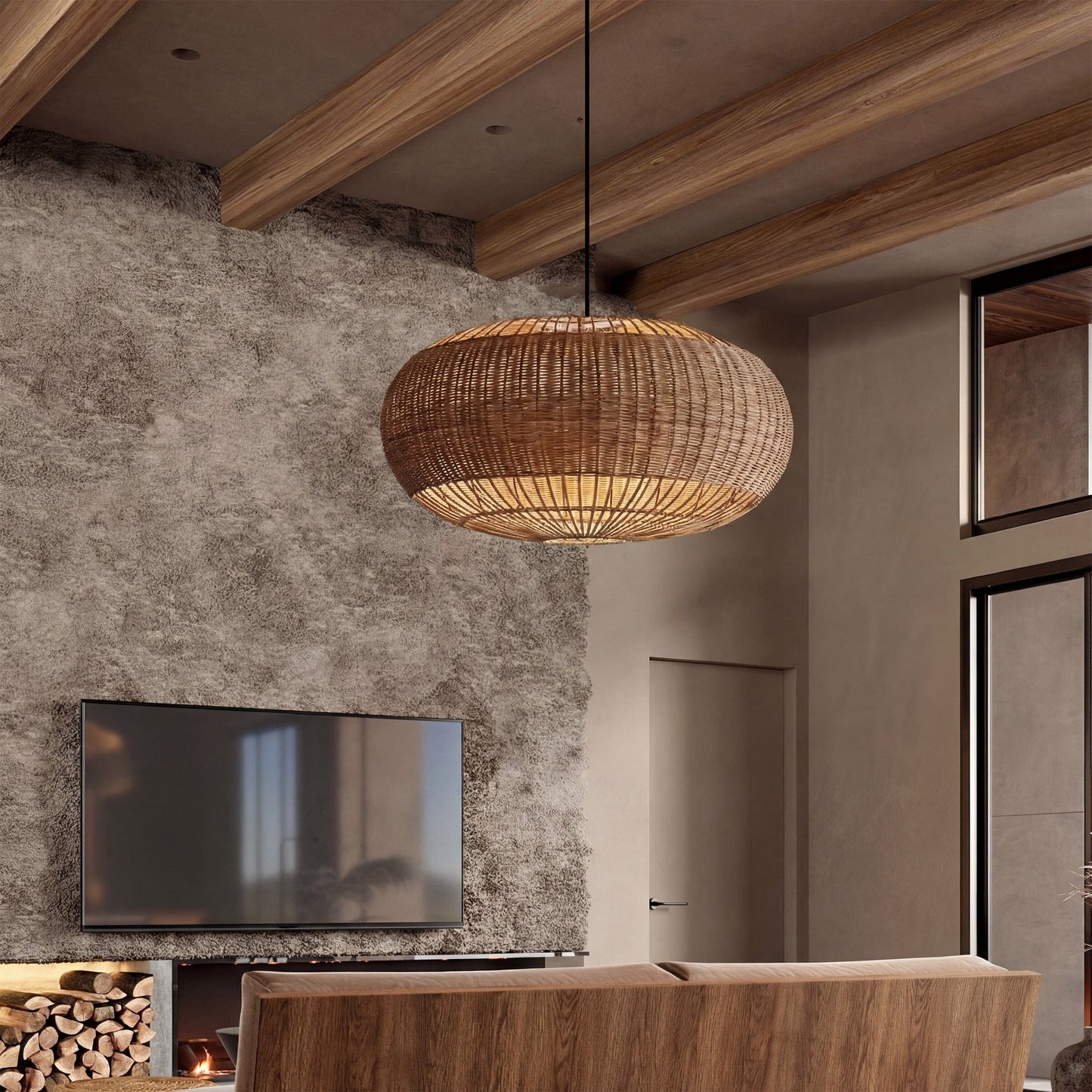 Lightsin Handcrafted Split Rattan Basket Pendant Light for Dining Room, Living Room Living and Home