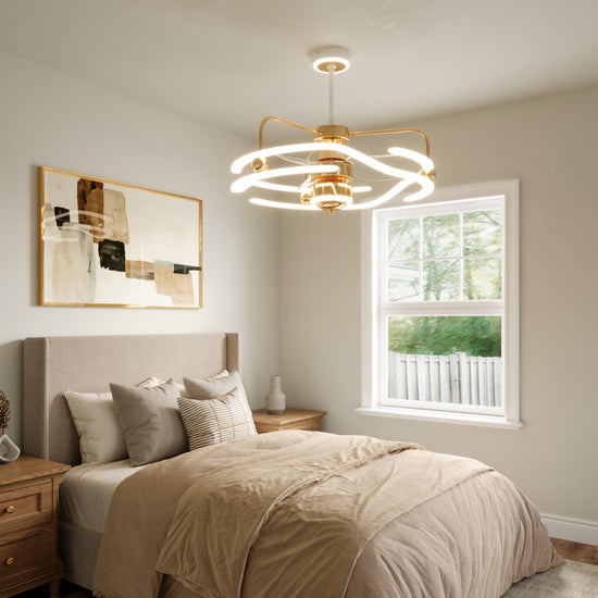 Modern Ceiling Fan Light with Remote Control Low-Noise Adjustable Fan Light