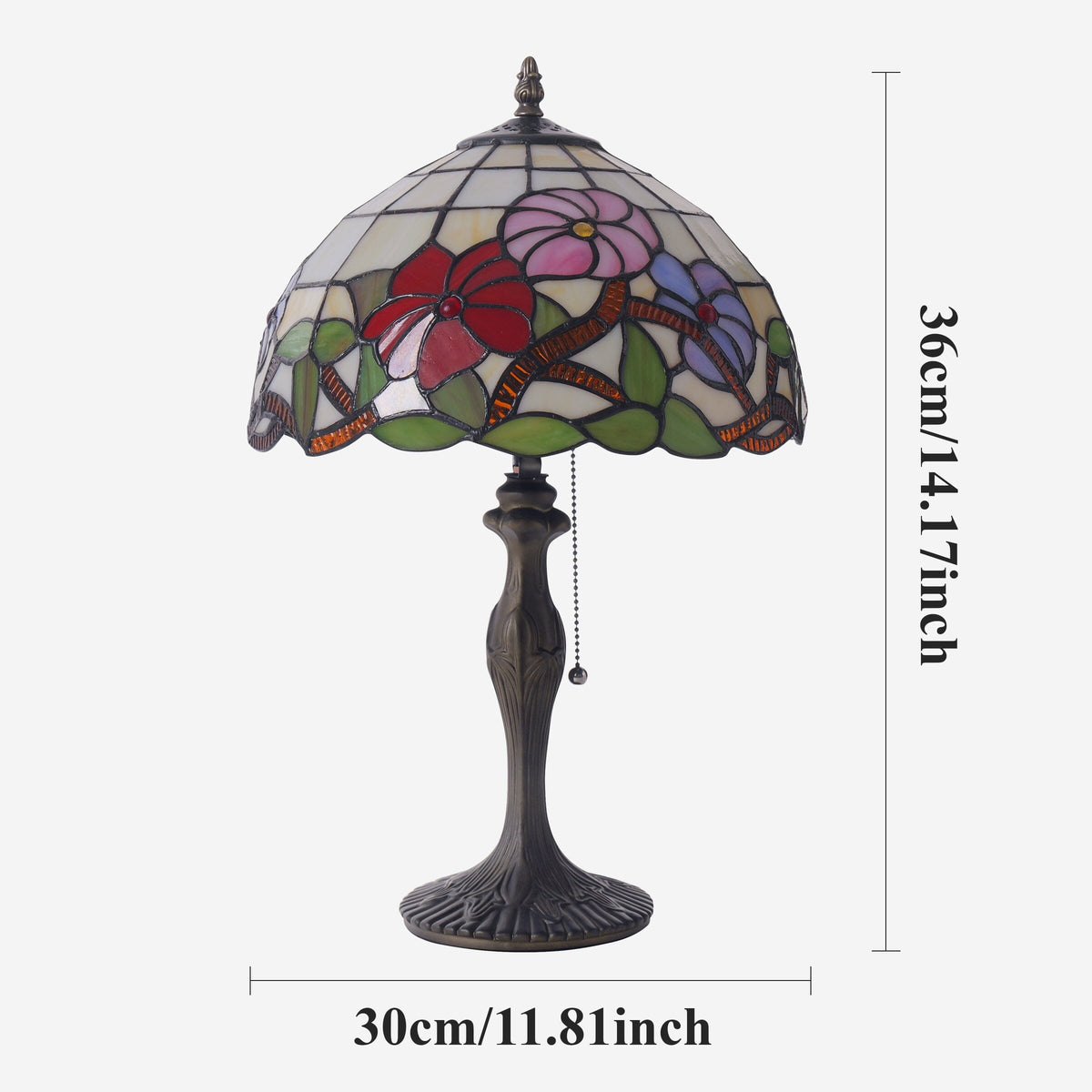 Lightsin Tiffany Table Lamp | Handcrafted Stained Glass Floral Petals Series Red, Pink and Purple Lightsin UK