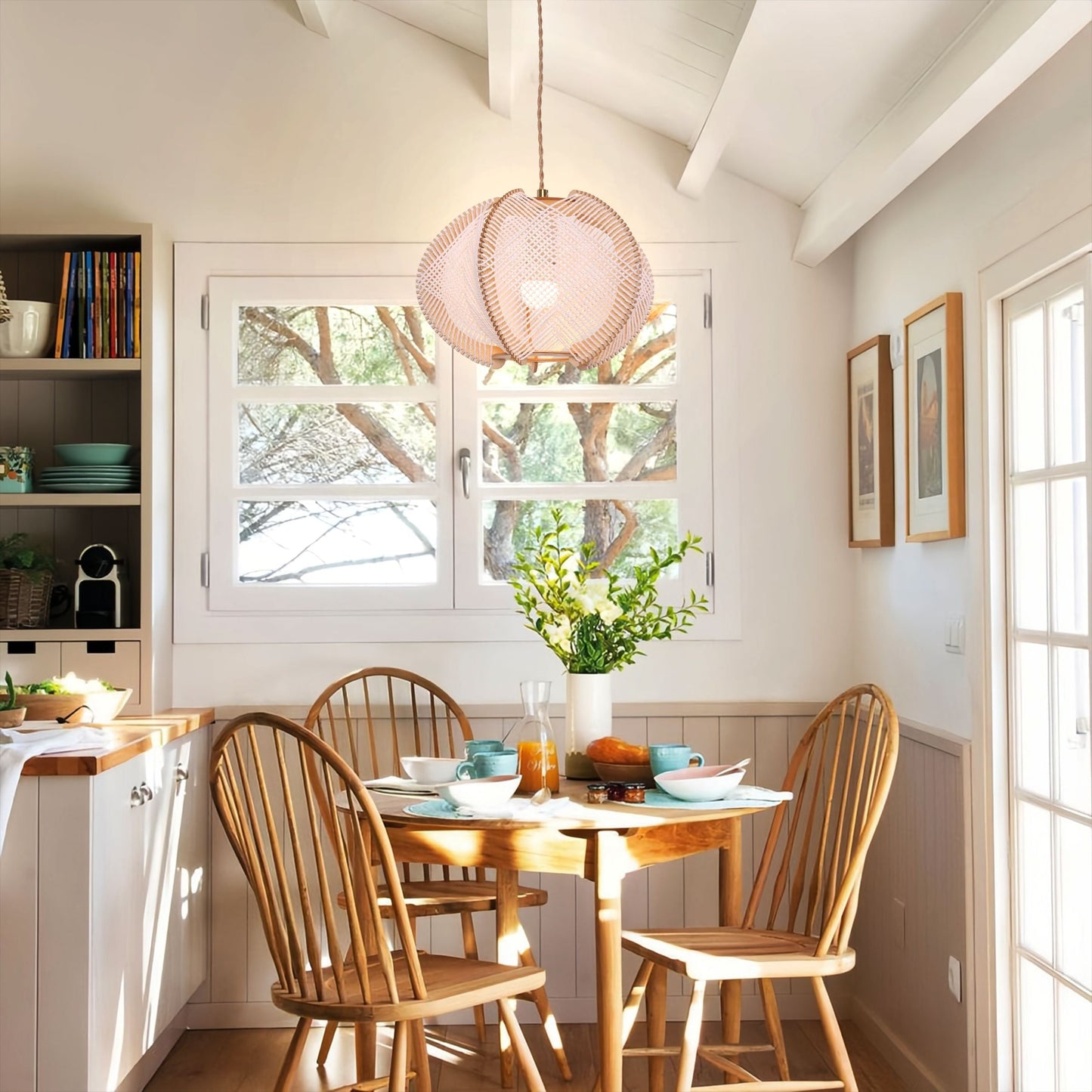 Living Nest UK Rustic Elegance with Paper Rope and Wood Pendant Light Living Nest UK