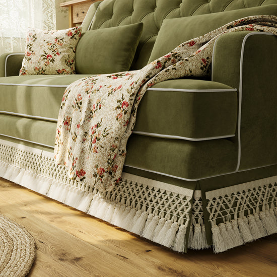 Country Fringe Skirt Sofa for Relaxed Home Living