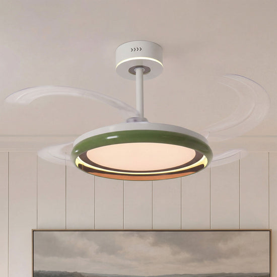 48 inch reversible ceiling fan with LED light highlighting the blade and light ring