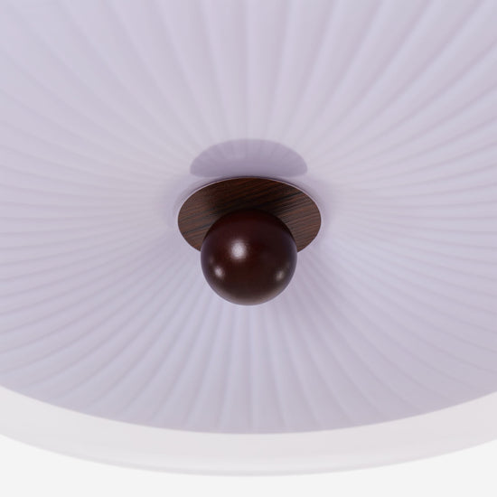 walnut ribbed acrylic ceiling light with shade texture and trim detail