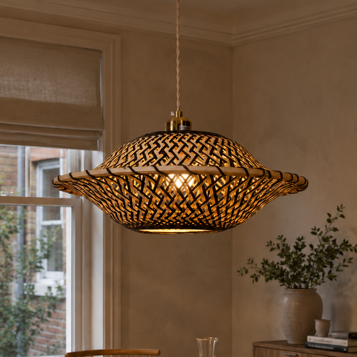 Handcrafted Elegant Natural Black Bamboo Pendant Light