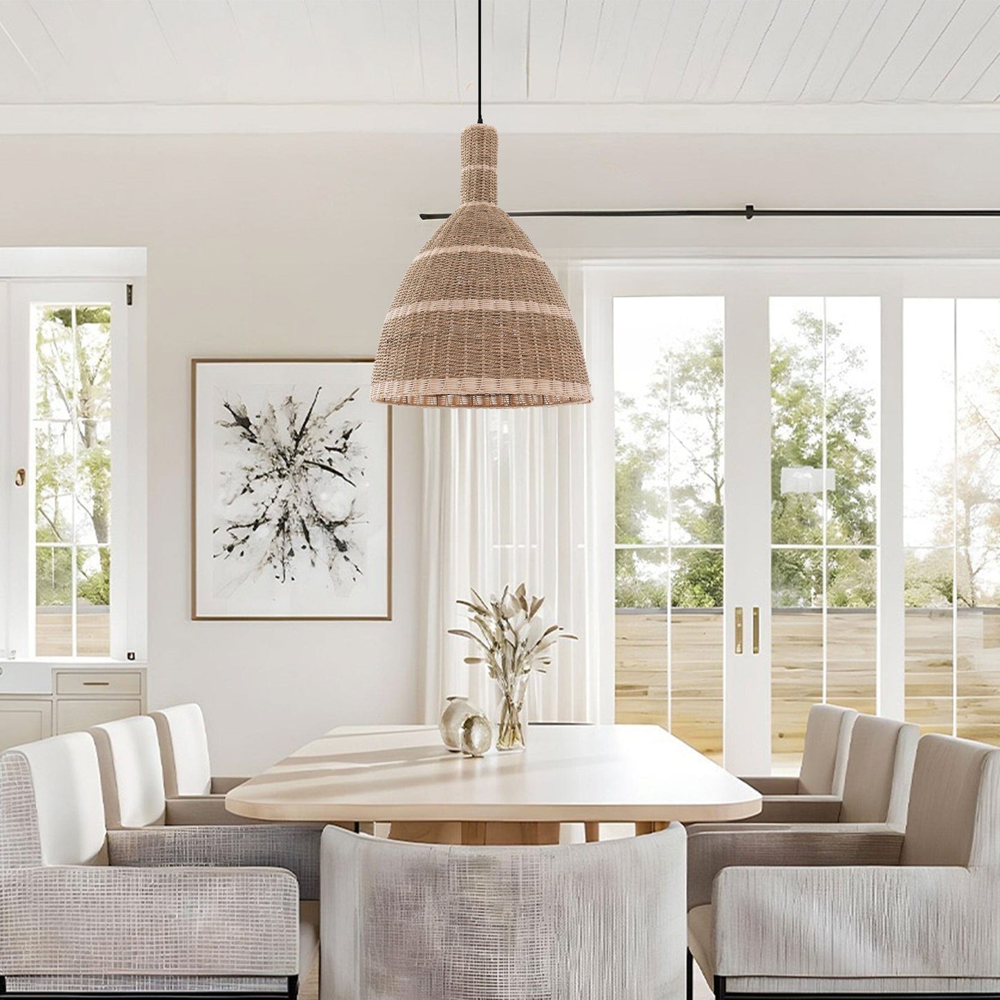 Living Nest UK Natural Woven Grass Dome Pendant Light for Cozy Interiors Living Nest UK