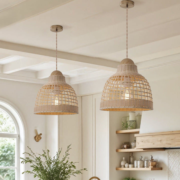 Lightsin Cella-Elegant Vintage Woven Rattan Minimalist Pendant Light Lightsin UK 