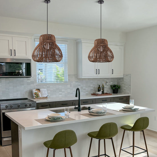 Lightsin Natural Woven Rattan Pendant Light – Handcrafted Rustic Ceiling Light for Dining Rooms, Living Spaces, and Cafés Lightsin UK 