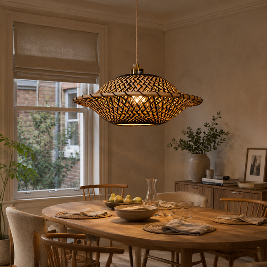 Handcrafted Elegant Natural Black Bamboo Pendant Light