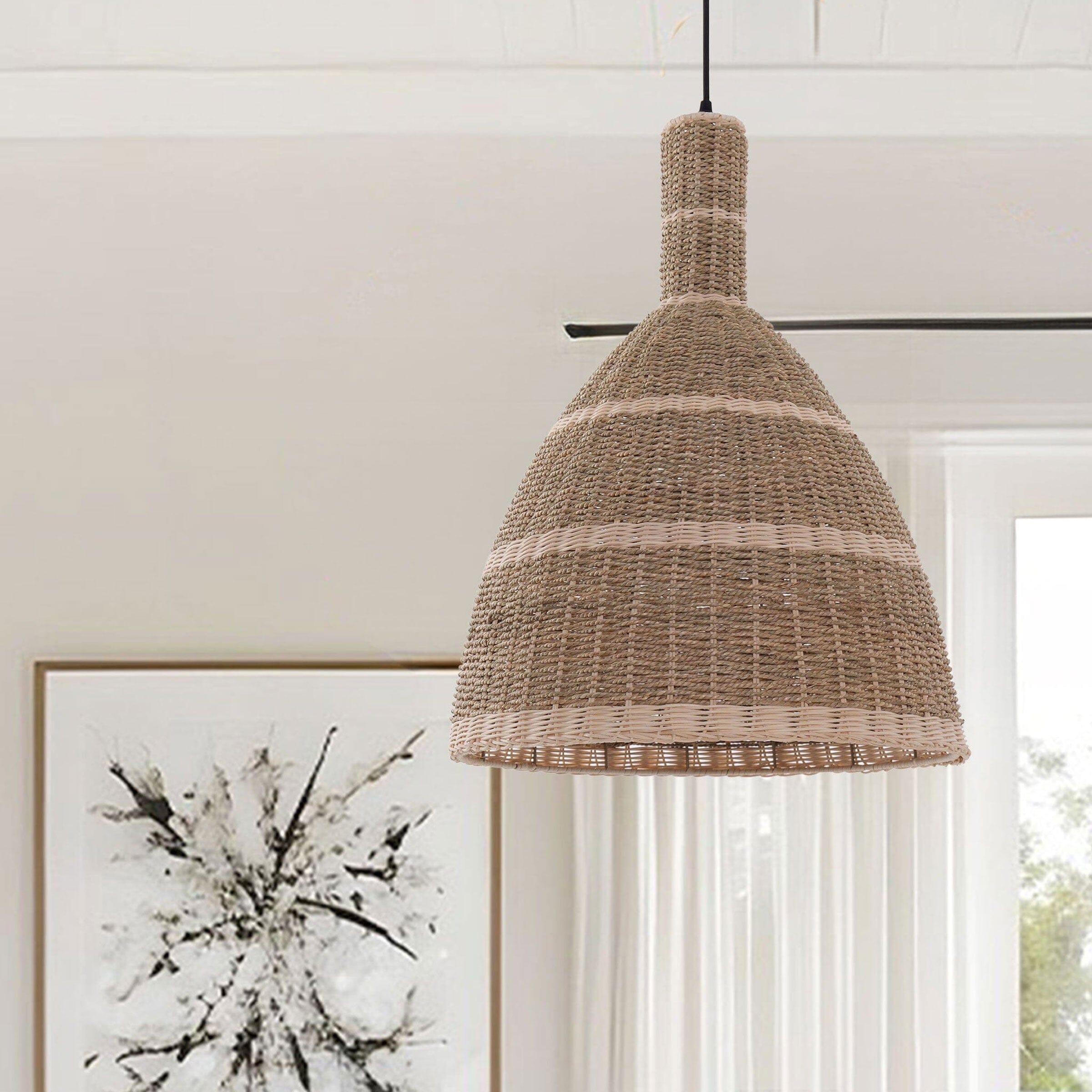 Living Nest UK Natural Woven Grass Dome Pendant Ceiling Light for Cozy Interiors Living Nest UK