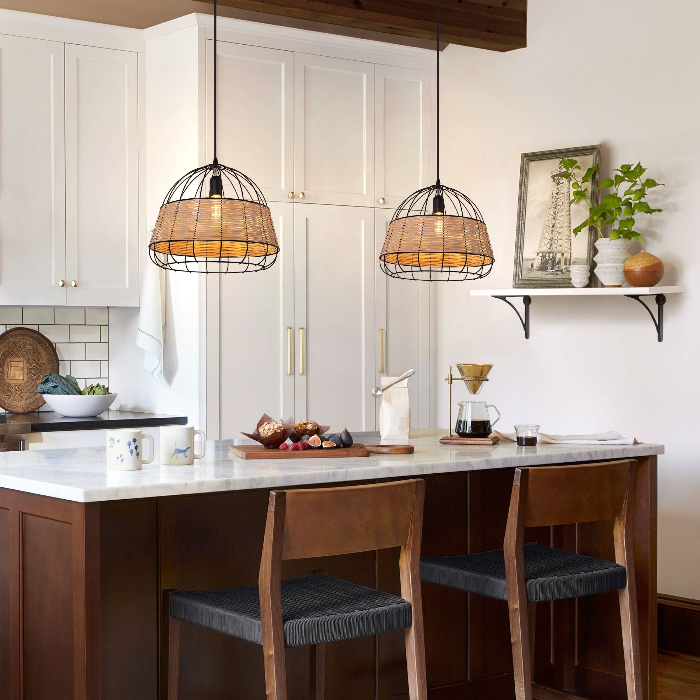 Lightsin Handcrafted Rattan Pendant Light with Iron Frame for Home D¨¦cor Lightsin UK 