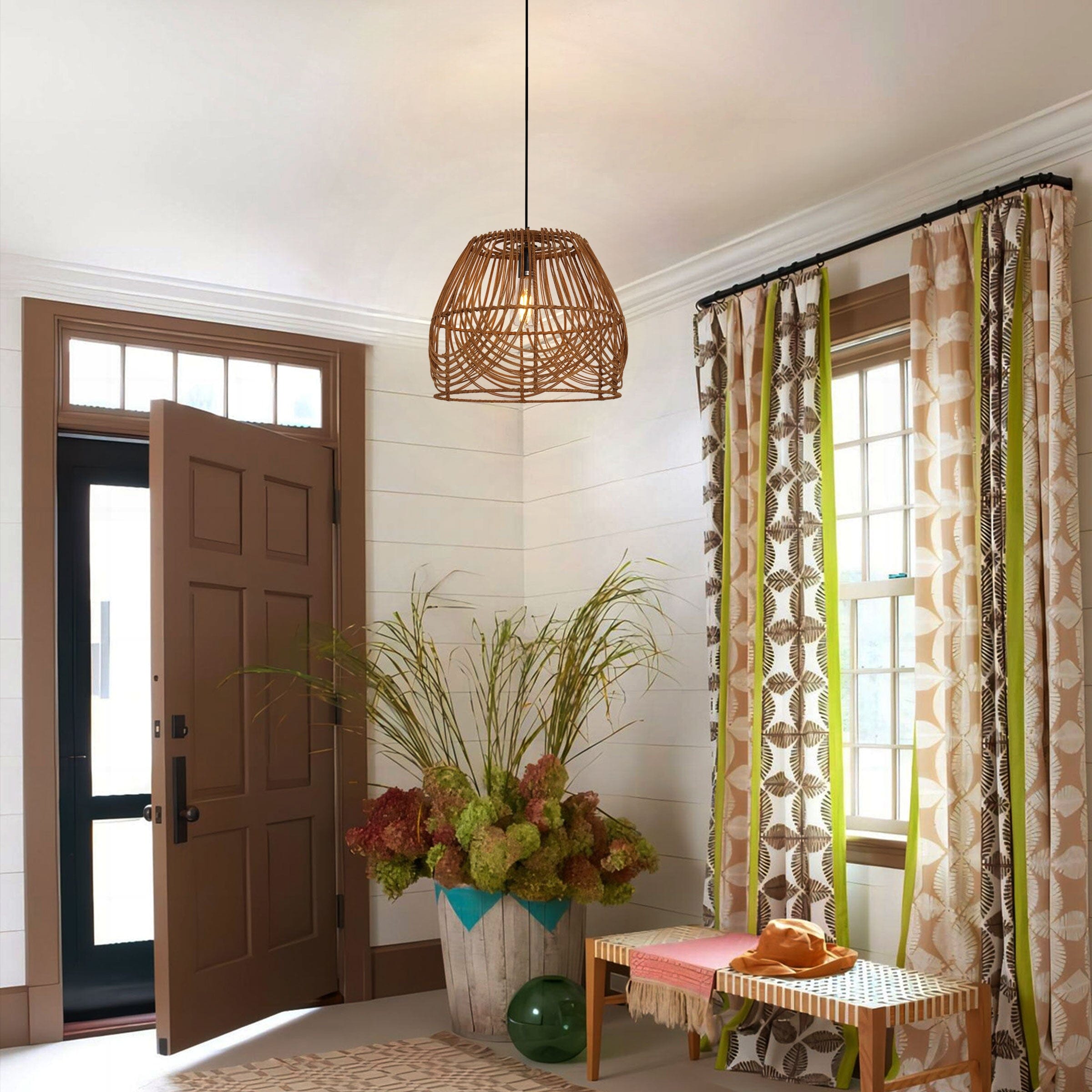 Living Nest UK Rustic Woven Rattan Pendant Light for Living Spaces Living Nest UK
