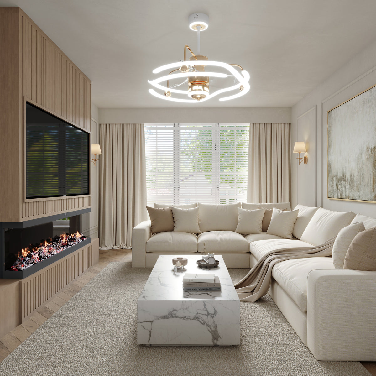 Modern Ceiling Fan Light with Remote Control Low-Noise Adjustable Fan Light
