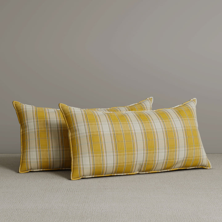 Exclusive Waist Cushion in Yellow Checkered Cotton Linen, 56*27*12 CM Cottonfy UK 2 PCS In Stock 