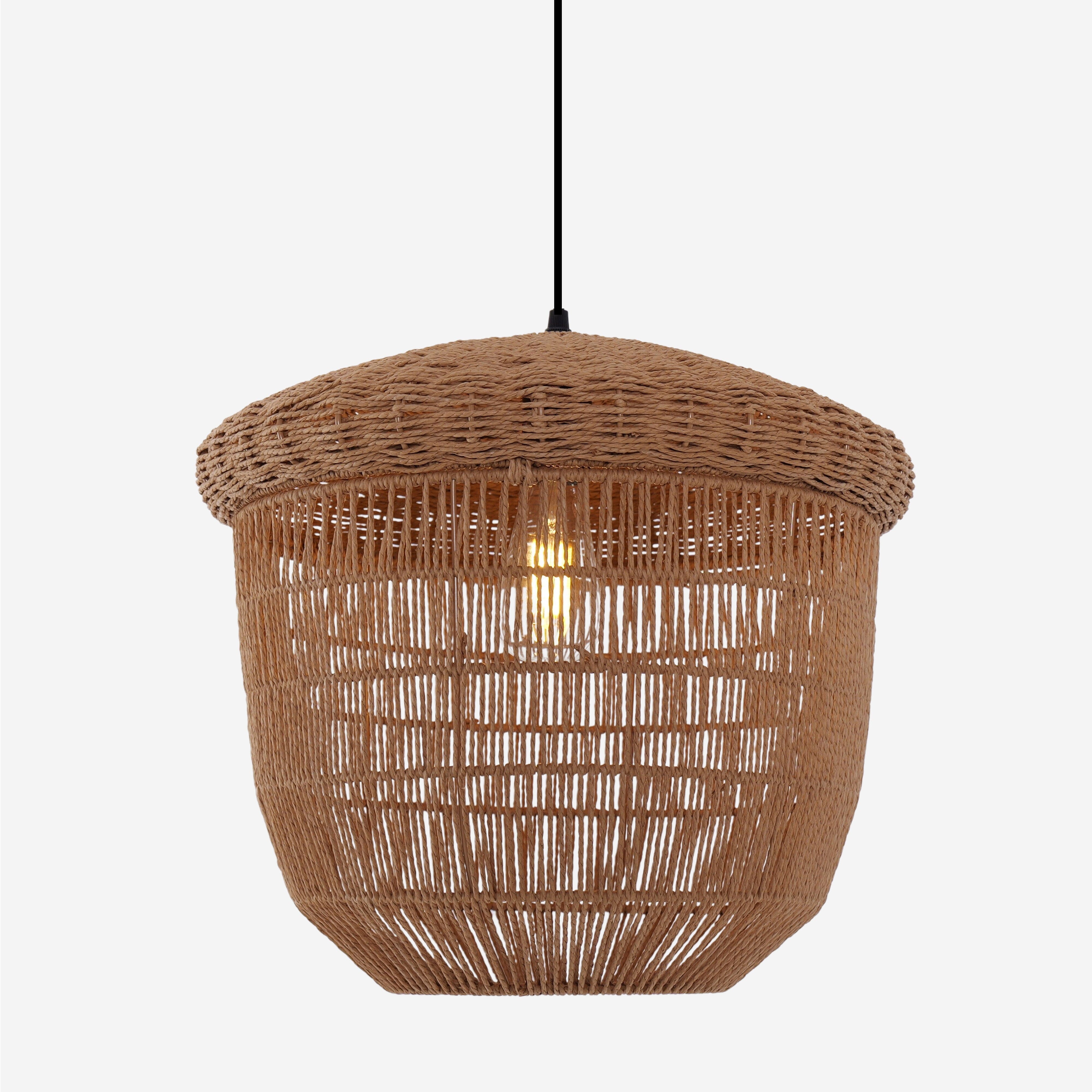 Living Nest UK Rustic Paper Rope and Iron Basket Pendant Light for Cozy Spaces Living Nest UK