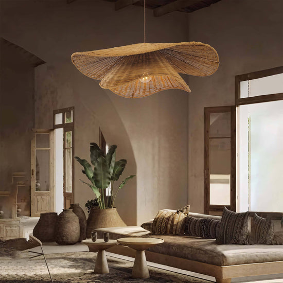 Lightsin Woven Rattan and Iron Pendant Light – Organic Ceiling Pendant Light for Dining Room, Living Room, and Modern Rustic Interiors Lightsin UK 60cm Dia 1 Unit 