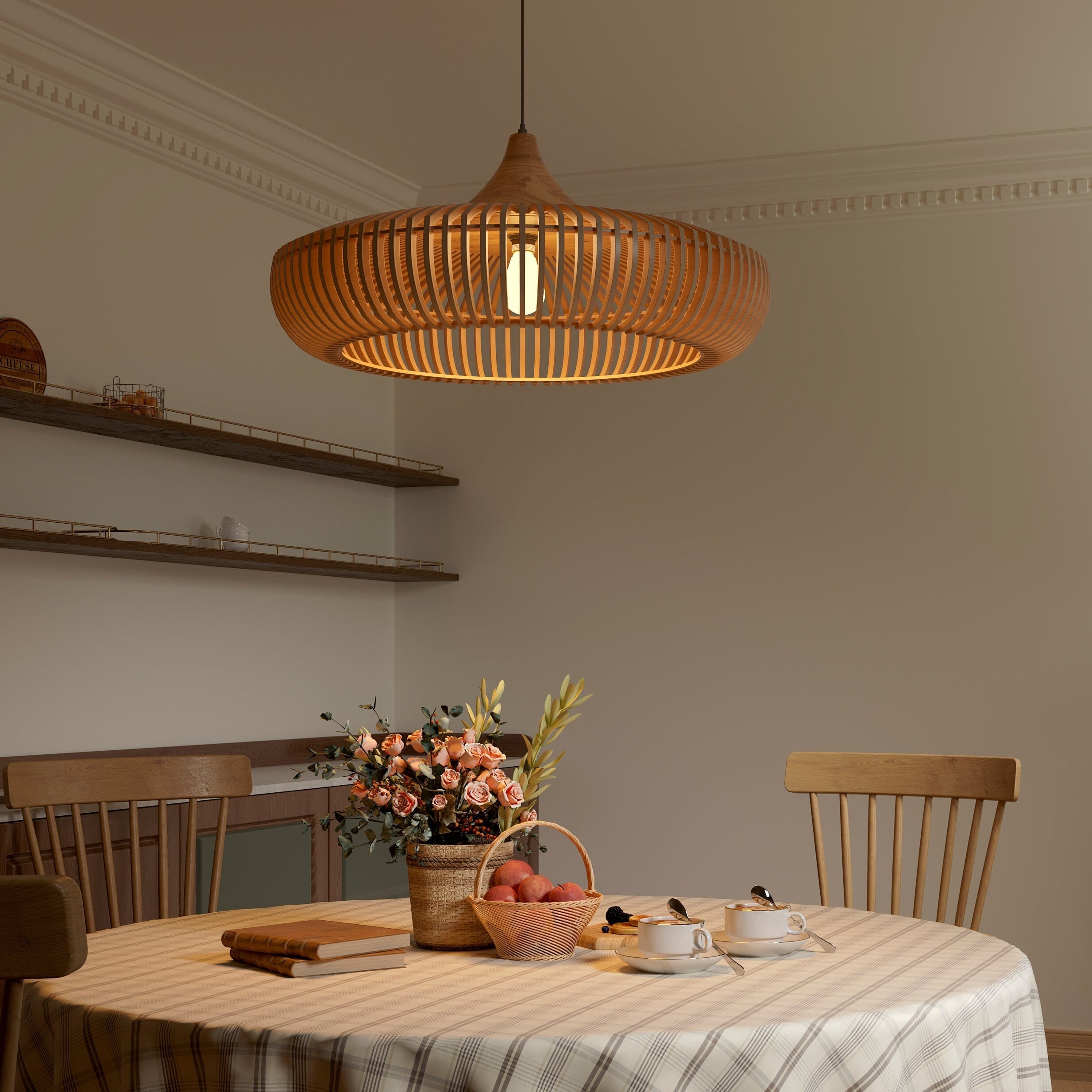 Shadome-Lightsin Handcrafted Wooden Kitchen Pendant Light Fixtures Lightsin UK