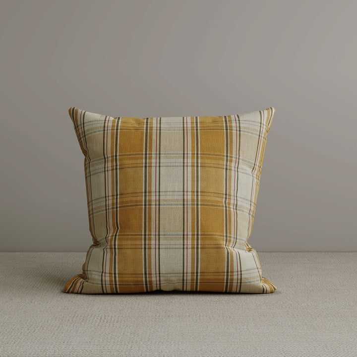 Square Exclusive Design Cushion in Saffron Gold Plaid Cotton Linen, 45*45CM Cottonfy UK 1 PC 