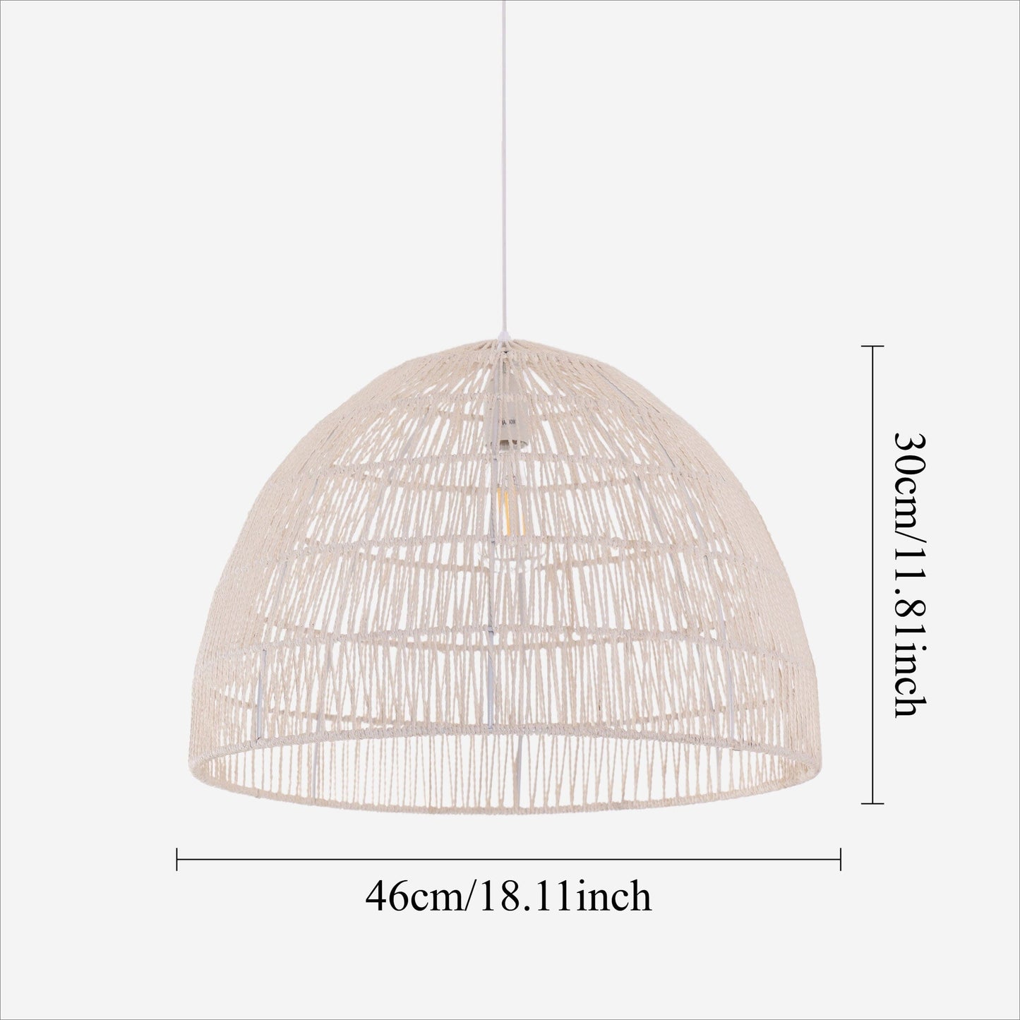 Living Nest UK Handwoven Paper Rope Dome Pendant Light with Iron Frame Living Nest UK