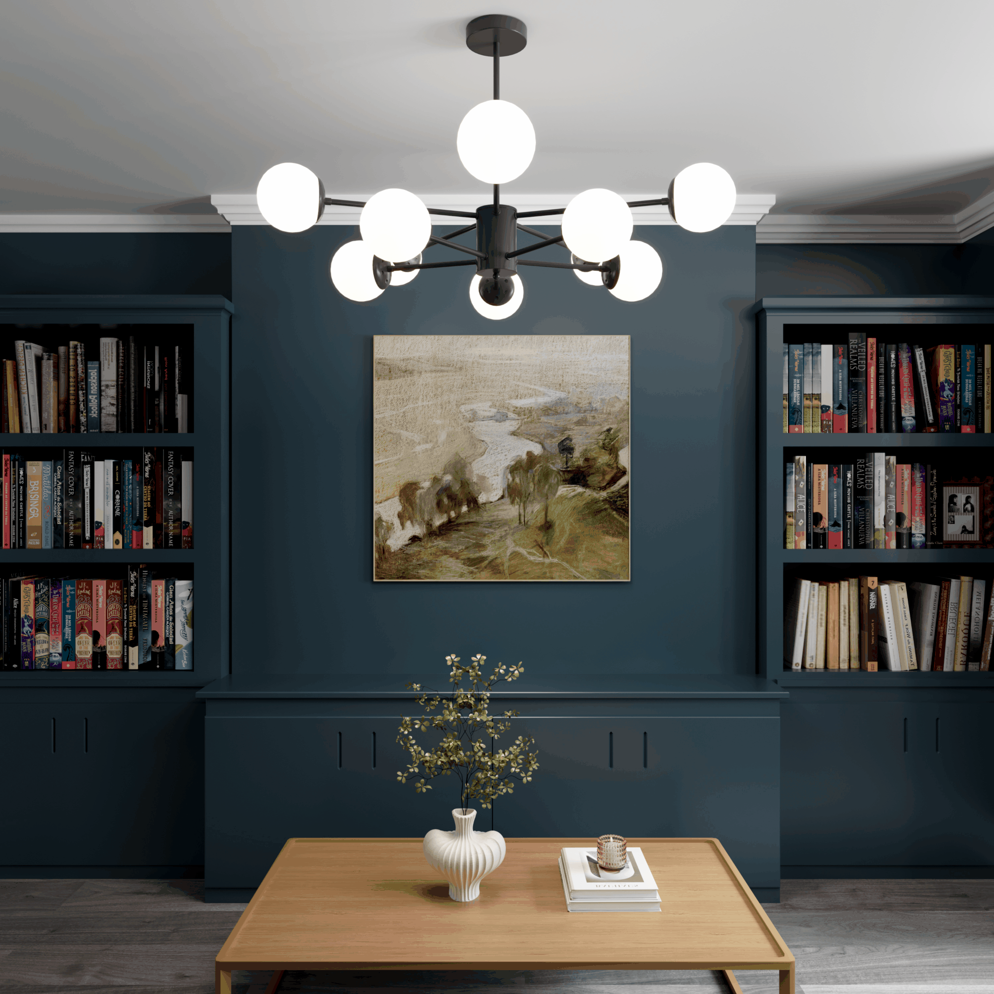 Cumulus - Modern Metal Chandelier Tubular Design Chandelier with LED White Shade