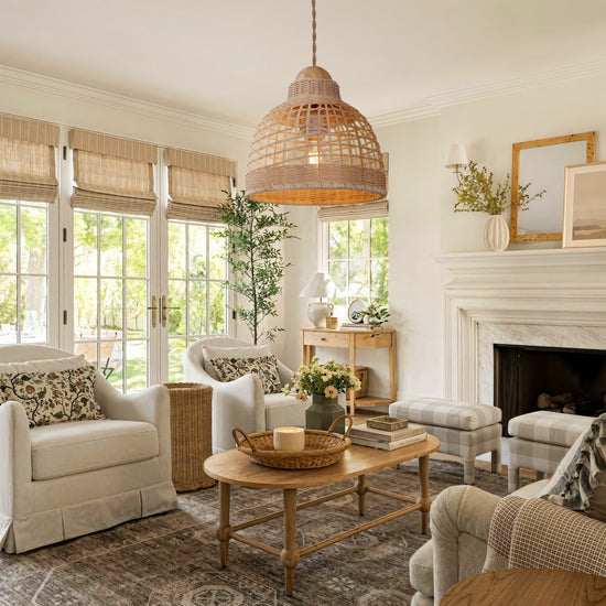 Lightsin Elegant Vintage Woven Rattan Minimalist Pendant Light Lightsin UK 45cm Dia 1 Unit 
