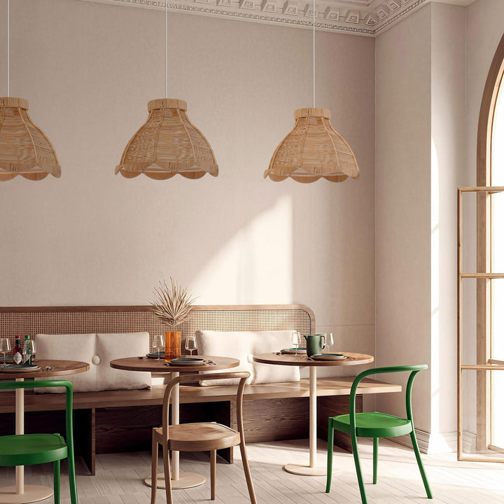 Lightsin Japanese-Inspired Petal Bloom Rattan Woven Pendant Light Lightsin UK 