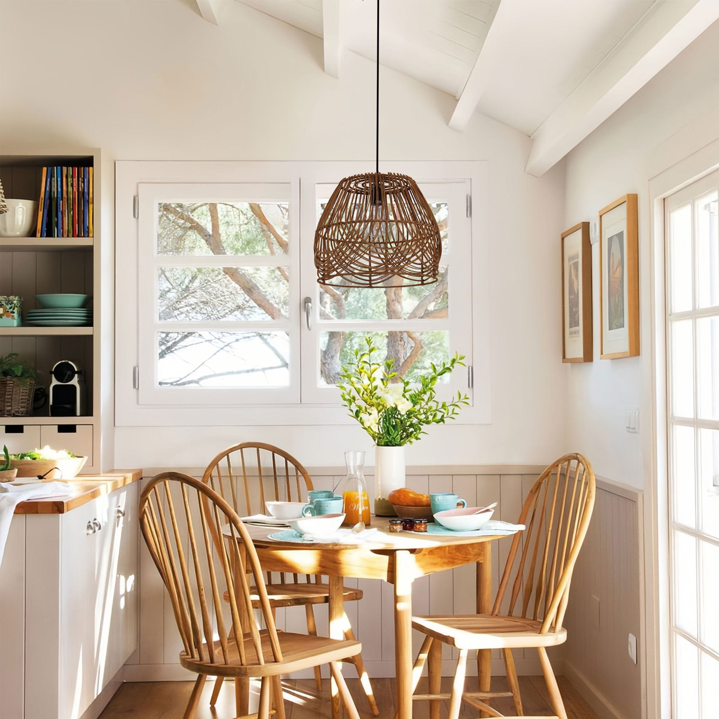 Living Nest UK Rustic Woven Rattan Pendant Light for Living Spaces Living Nest UK