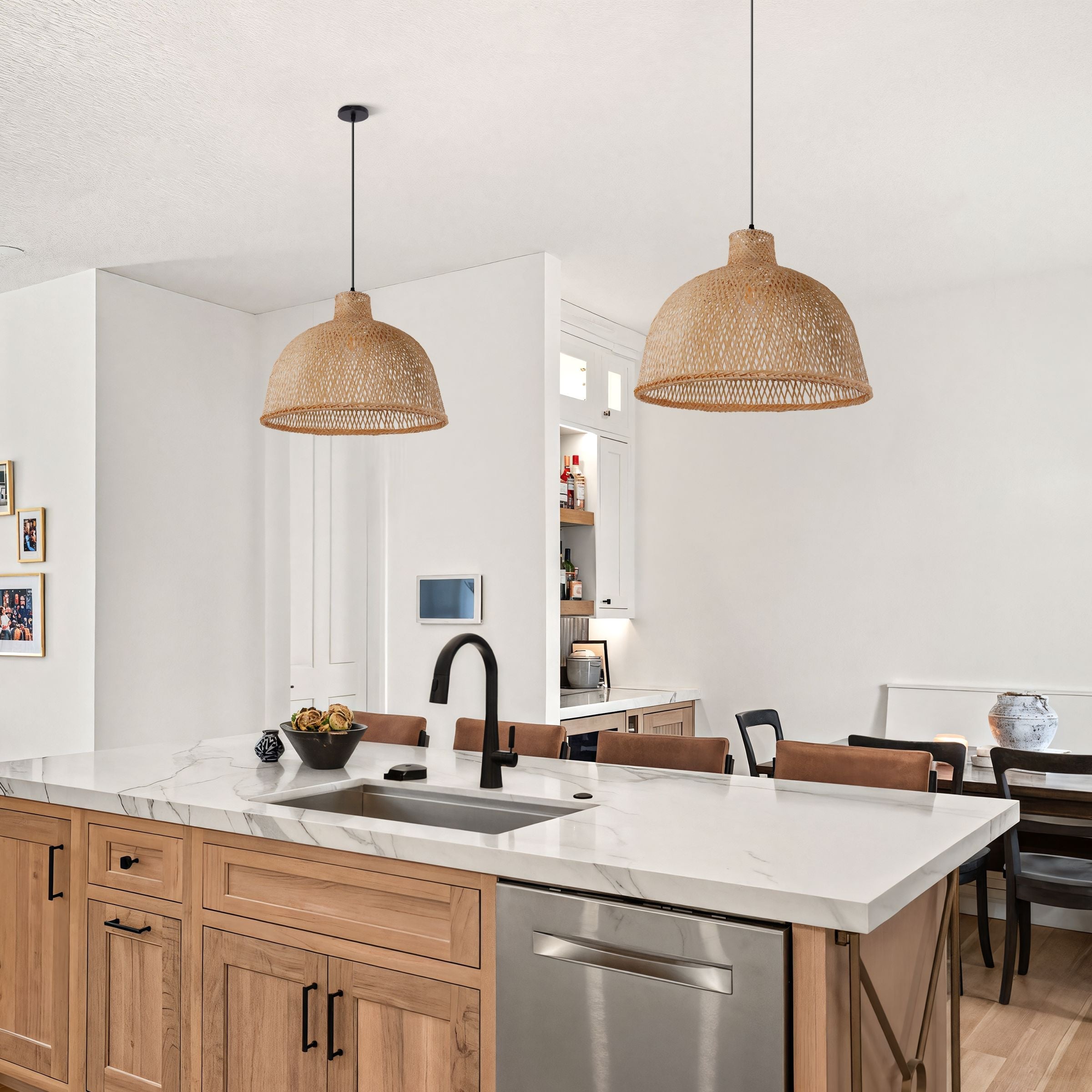 Living Nest UK Bamboo Dome Pendant Light – Handwoven Ceiling Lighting for Living Room & Kitchen Living Nest UK