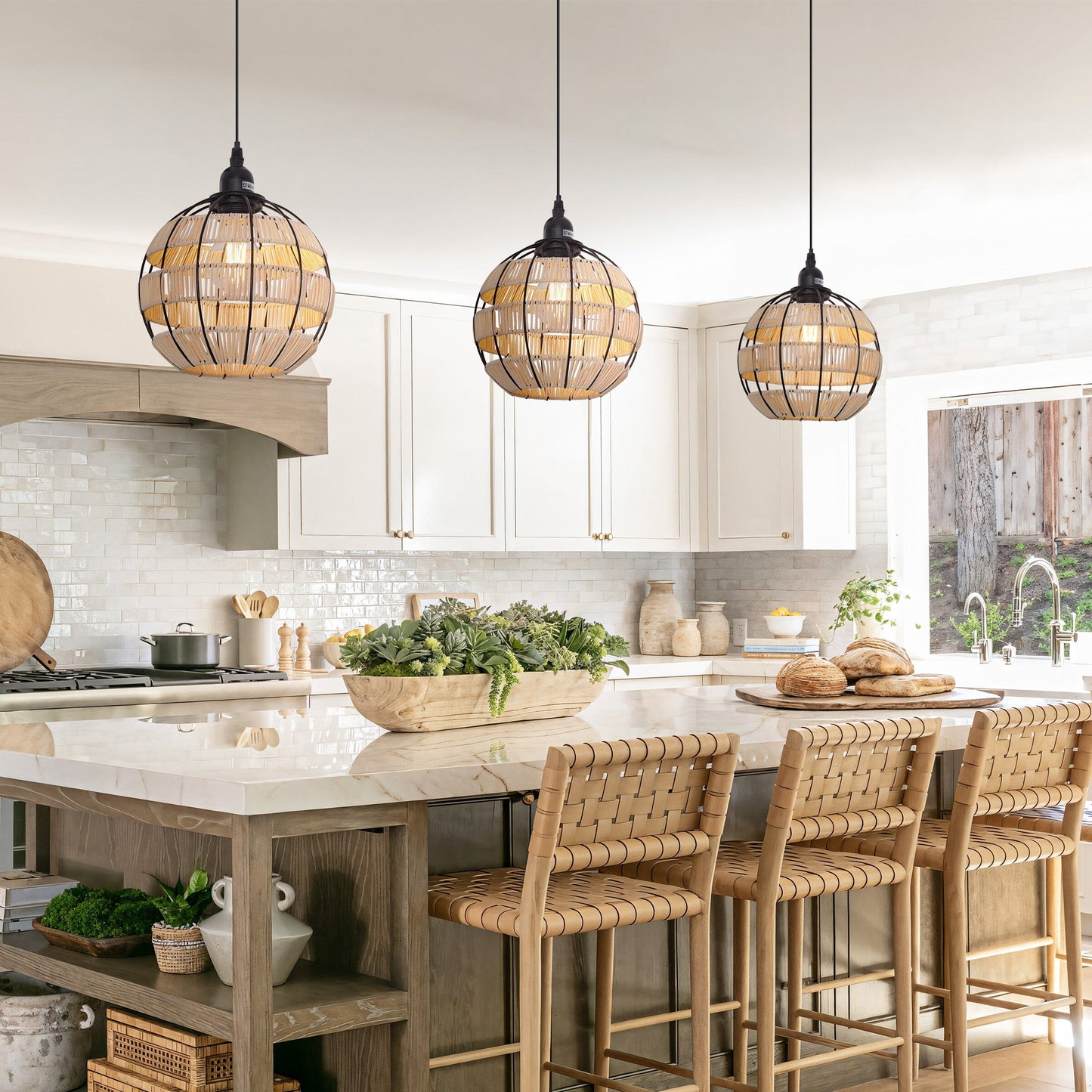 Living Nest UK Woven Sphere Pendant Light for Cozy Natural Elegance Living Nest UK
