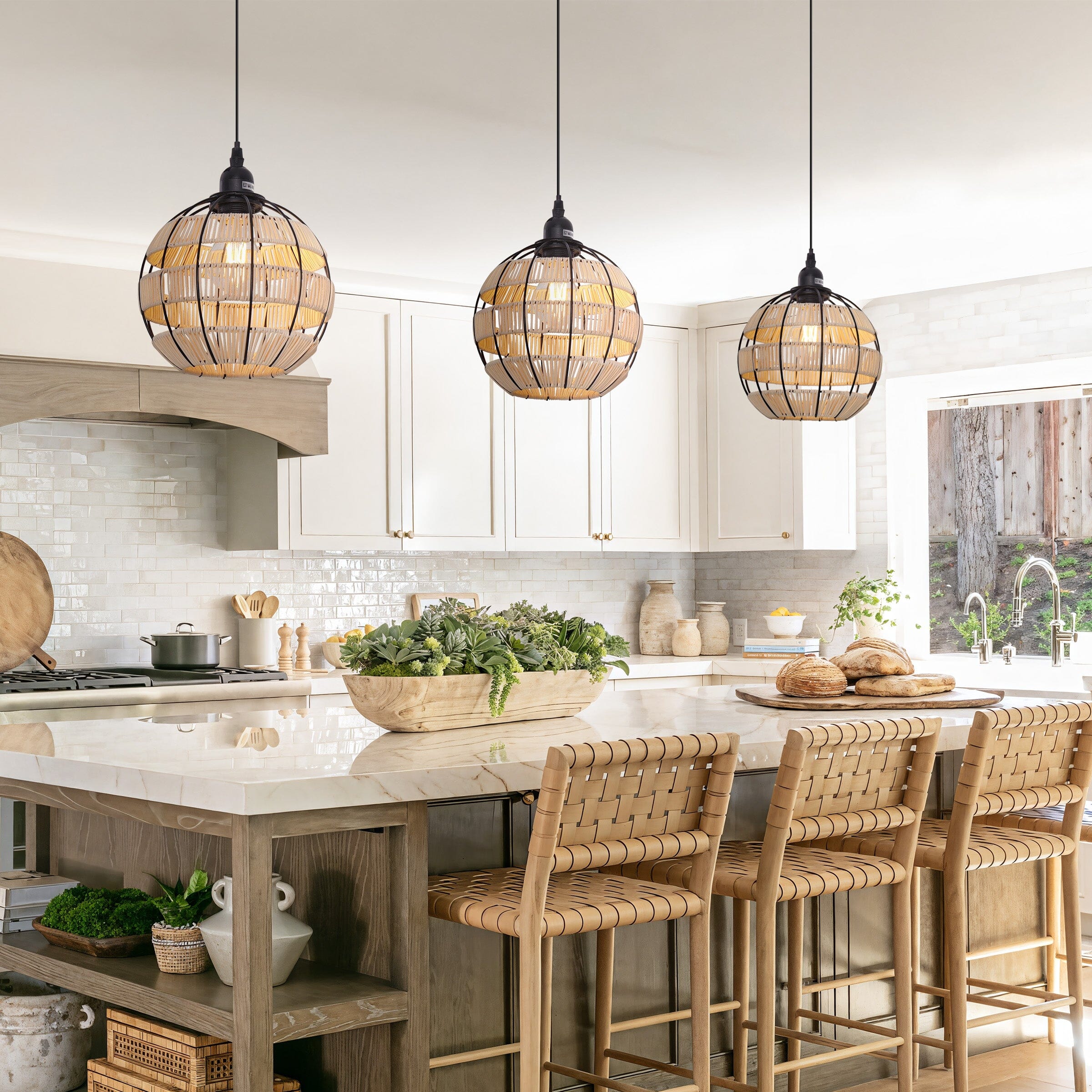 Living Nest UK Woven Sphere Pendant Light for Cozy Natural Elegance Living Nest UK