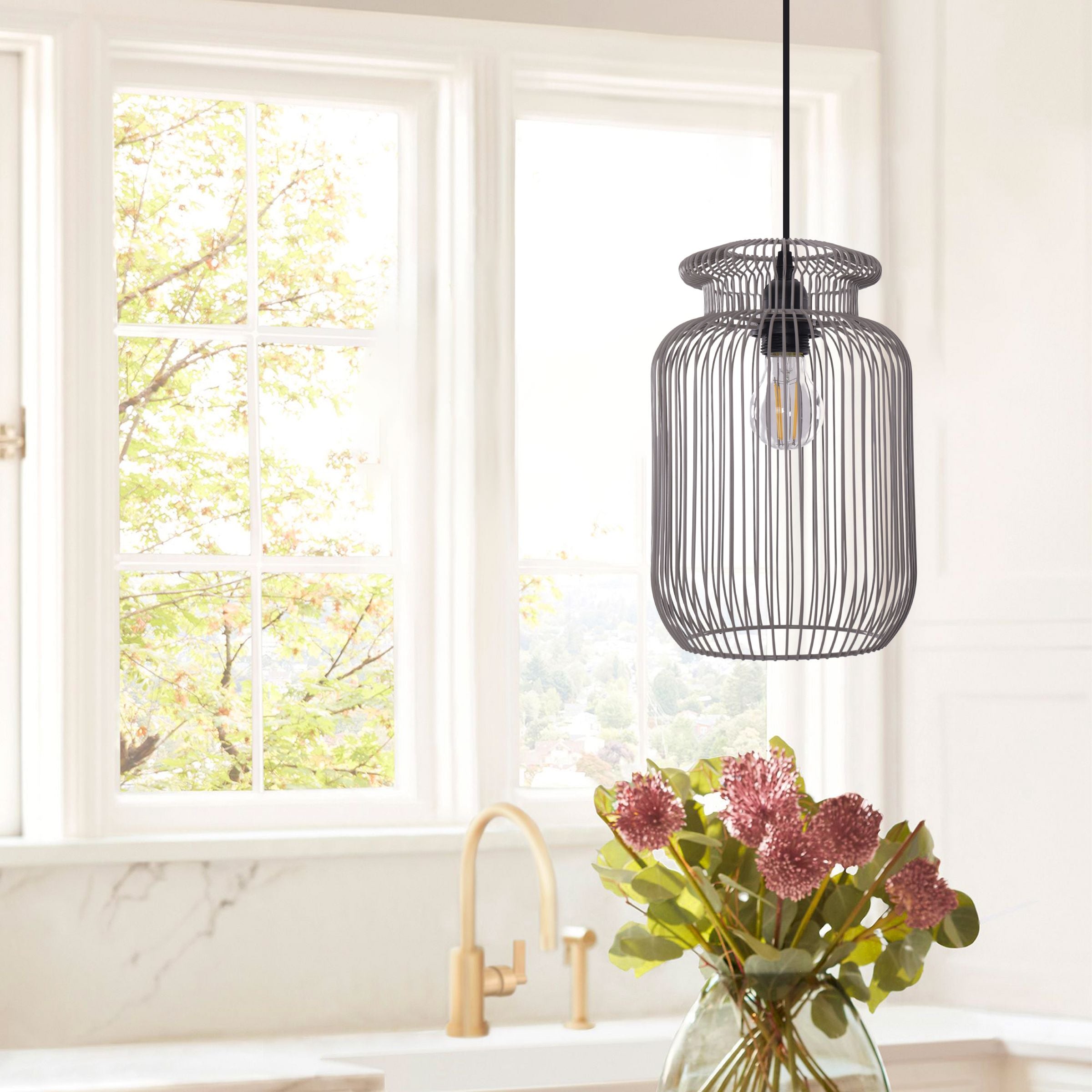 Lightsin Sleek Modern Grey Iron Pendant Light for Home D¨¦cor Living and Home 