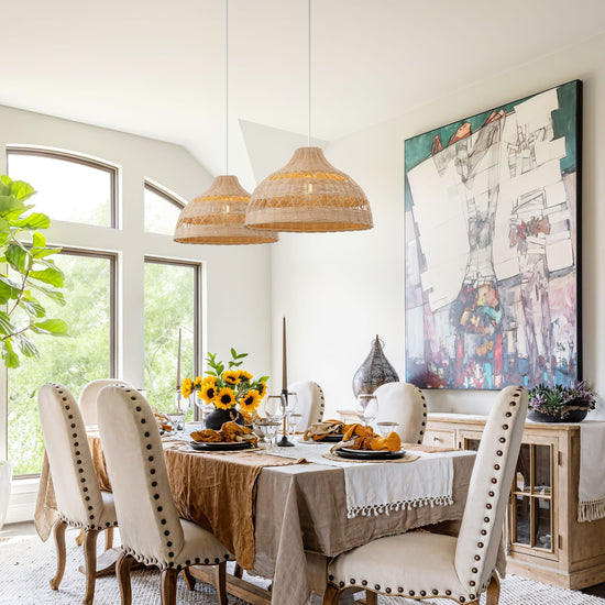 Lightsin Natural Rattan Pendant Light - Handwoven Ceiling Light, Durable & Rustic Lightsin UK D50cm 
