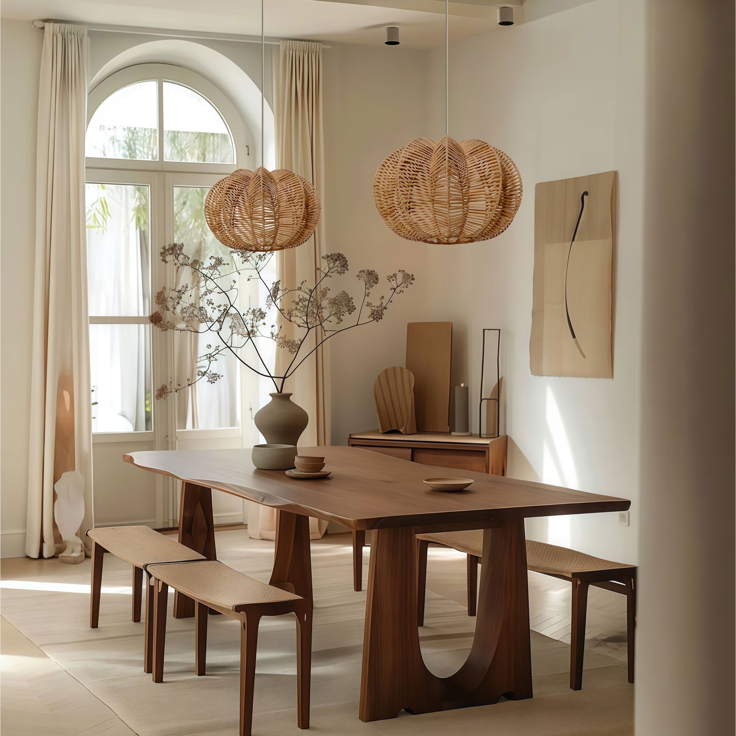 Lightsin Scandinavian Round Rattan Hanging Lamp Lightsin UK 
